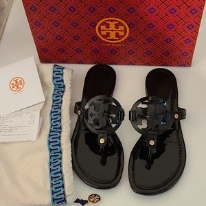 Tory Burch Black Miller Patent Sandals